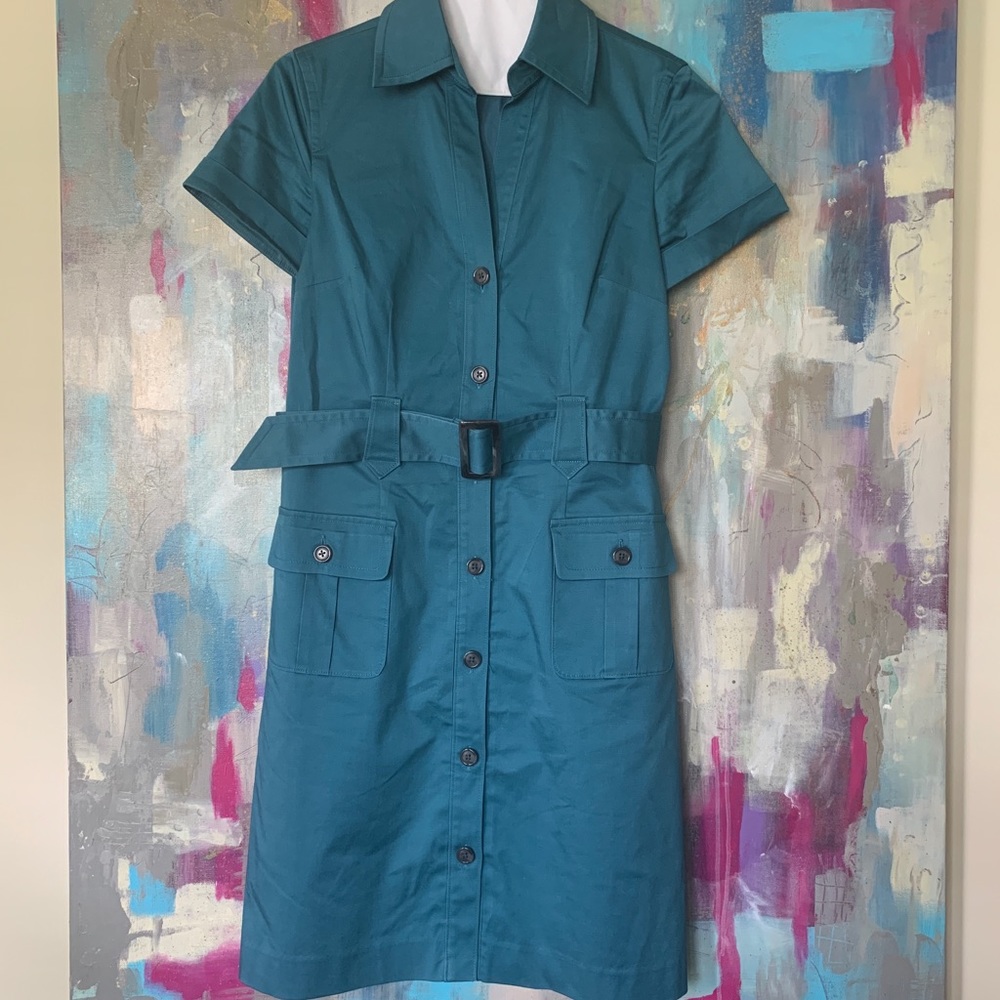 Teal shirt dress